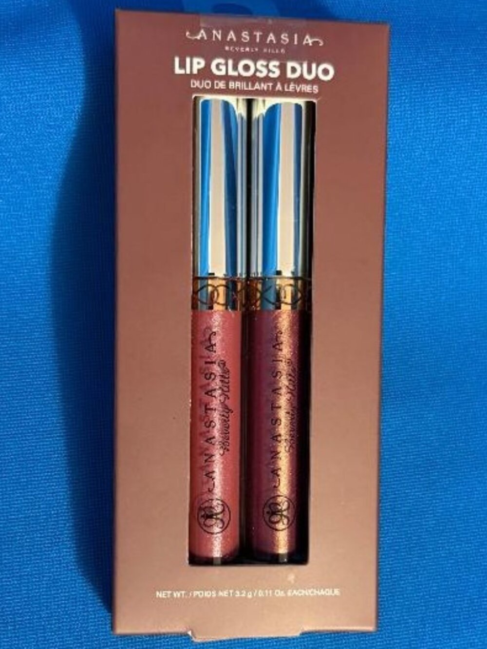 NEW ANASTASIA BEVERLY HILLS HIGH SHINE LIP GLOSS DUO METALLIC ROSE & ST. TROPEZ